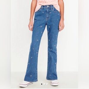 Old Navy Kids Blue Jeans with Colorful Floral Embroidered Accents - Size 6